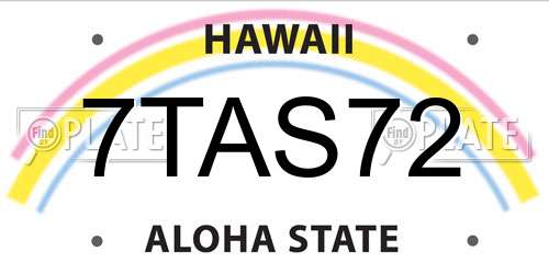 7TAS72 Hawaii License Plate