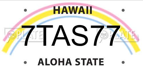 7TAS77 Hawaii License Plate