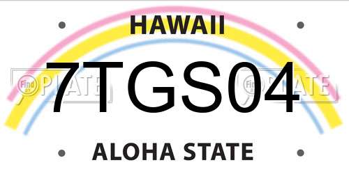 7TGS04 Hawaii License Plate