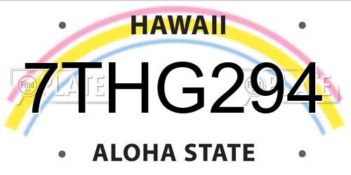 7THG294 Hawaii License Plate