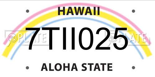 7TII025 Hawaii License Plate
