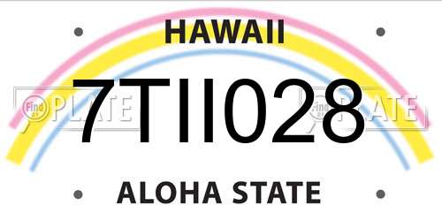 7TII028 Hawaii License Plate