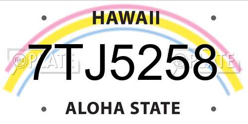 7TJ5258 Hawaii License Plate