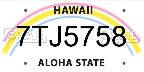 7TJ5758 Hawaii License Plate