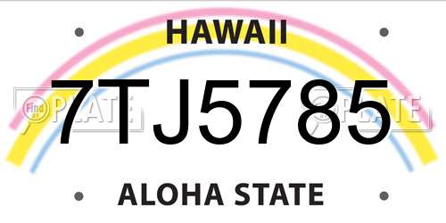 7TJ5785 Hawaii License Plate