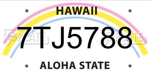 7TJ5788 Hawaii License Plate