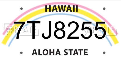 7TJ8255 Hawaii License Plate
