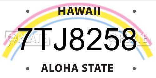 7TJ8258 Hawaii License Plate