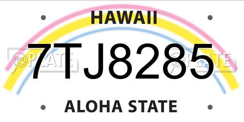 7TJ8285 Hawaii License Plate