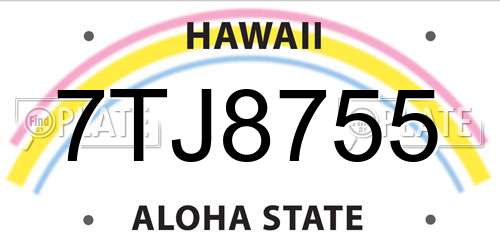 7TJ8755 Hawaii License Plate