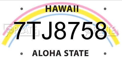 7TJ8758 Hawaii License Plate