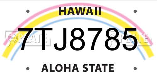 7TJ8785 Hawaii License Plate