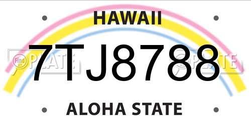7TJ8788 Hawaii License Plate