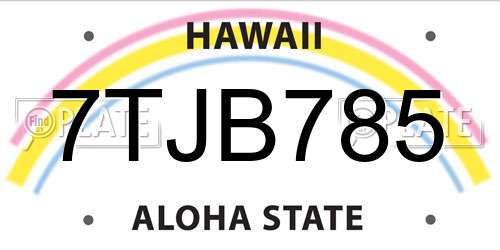 7TJB785 Hawaii License Plate