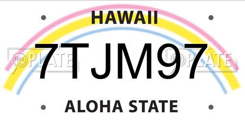 7TJM97 Hawaii License Plate