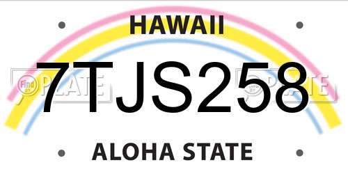 7TJS258 Hawaii License Plate