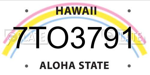 7TO3791 Hawaii License Plate