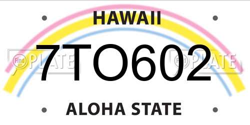 7TO602 Hawaii License Plate