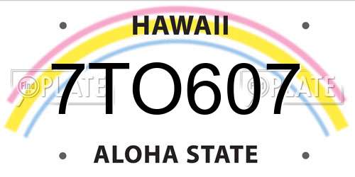 7TO607 Hawaii License Plate