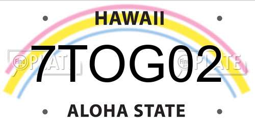 7TOG02 Hawaii License Plate