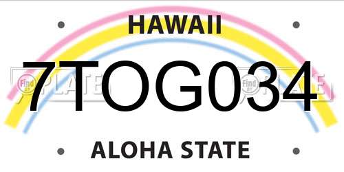 7TOG034 Hawaii License Plate