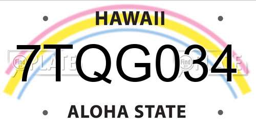 7TQG034 Hawaii License Plate