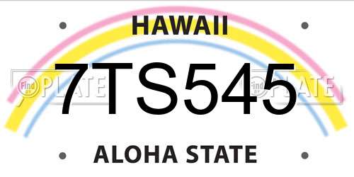 7TS545 Hawaii License Plate