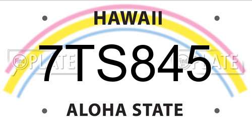 7TS845 Hawaii License Plate