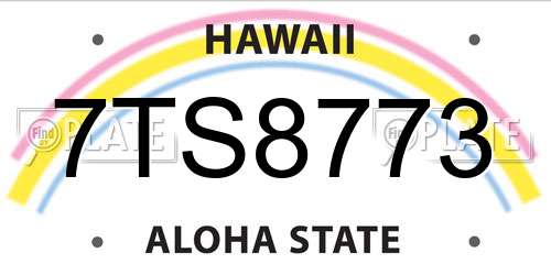 7TS8773 Hawaii License Plate