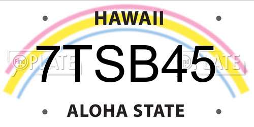 7TSB45 Hawaii License Plate