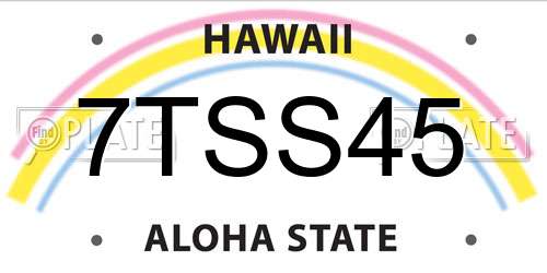 7TSS45 Hawaii License Plate