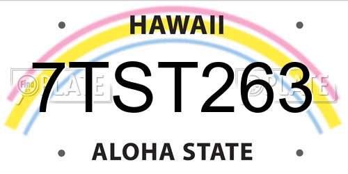 7TST263 Hawaii License Plate