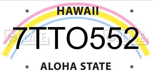 7TTO552 Hawaii License Plate
