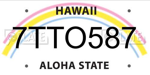 7TTO587 Hawaii License Plate