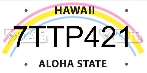 7TTP421 Hawaii License Plate