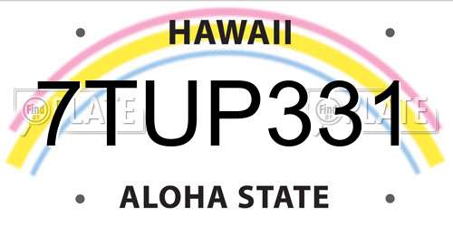 7TUP331 Hawaii License Plate