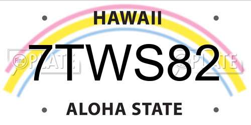 7TWS82 Hawaii License Plate