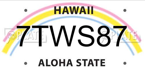 7TWS87 Hawaii License Plate
