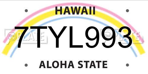 7TYL993 Hawaii License Plate