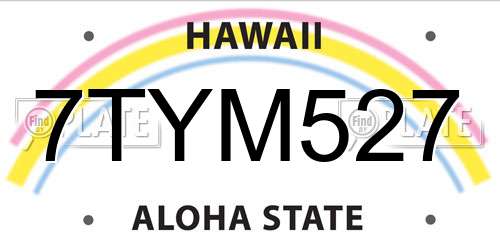 7TYM527 Hawaii License Plate