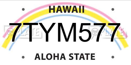 7TYM577 Hawaii License Plate