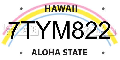 7TYM822 Hawaii License Plate