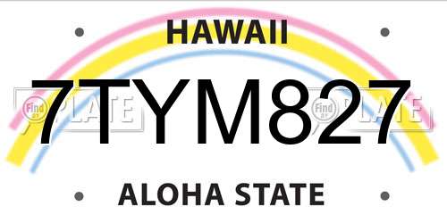 7TYM827 Hawaii License Plate