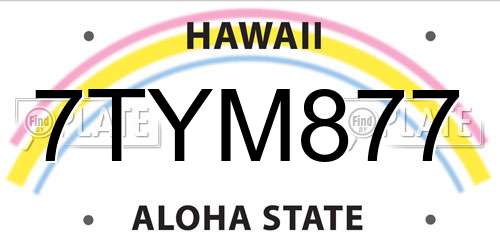 7TYM877 Hawaii License Plate