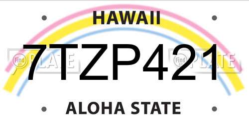 7TZP421 Hawaii License Plate