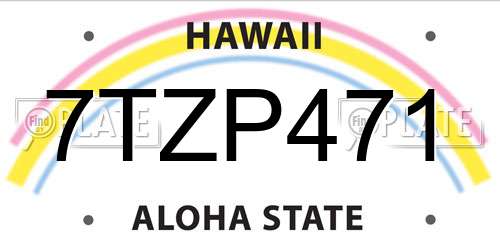 7TZP471 Hawaii License Plate