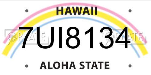 7UI8134 Hawaii License Plate