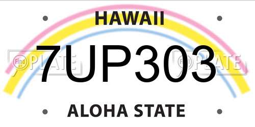 7UP303 Hawaii License Plate