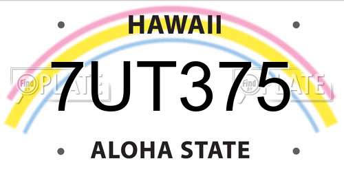 7UT375 Hawaii License Plate