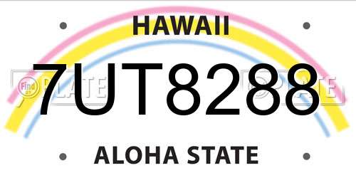 7UT8288 Hawaii License Plate